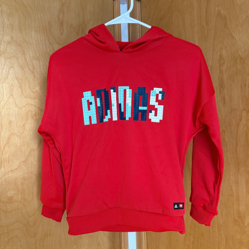 LEGO Adidas Red Short Sleeve T Shirt Kids Boys Girls Lego Print Size Small